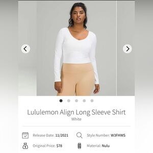Lululemon align long sleeve in white